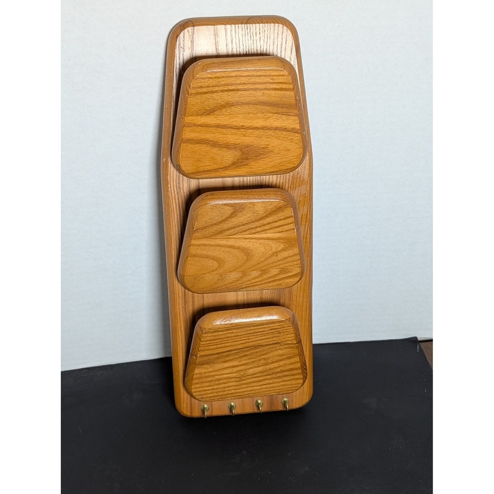Vintage Cornwall USA Solid Wood 3 Slot Mail Sorter Wall Mount Key Holder
